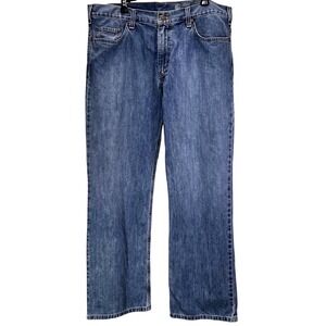 Carhartt Loose Straight Fit Denim Jeans Medium Wash Mens‎ 36x32 Blue Cotton EUC